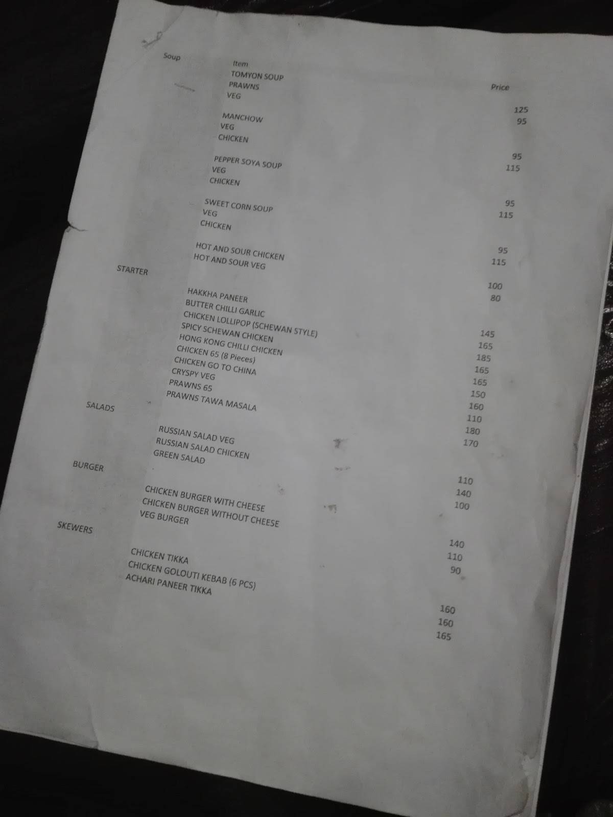 Foodys menu