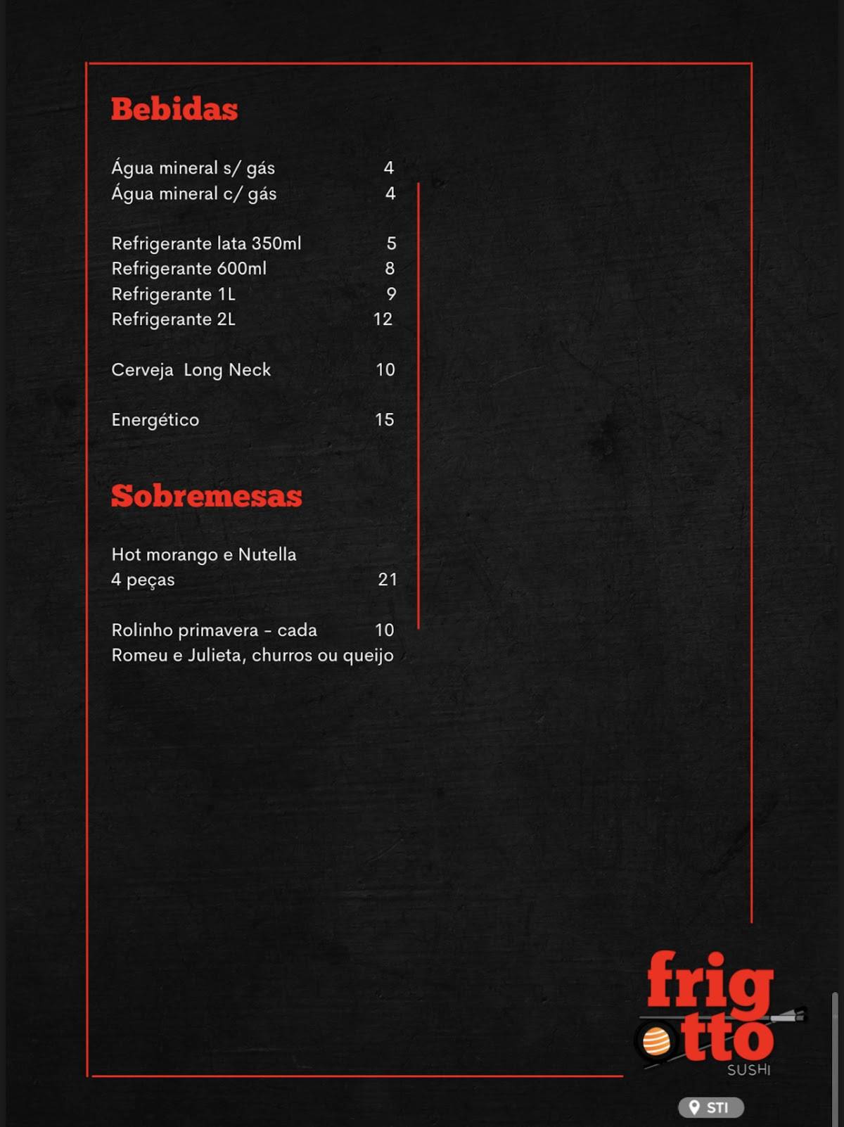 Frigotto Sushi STI cardápio