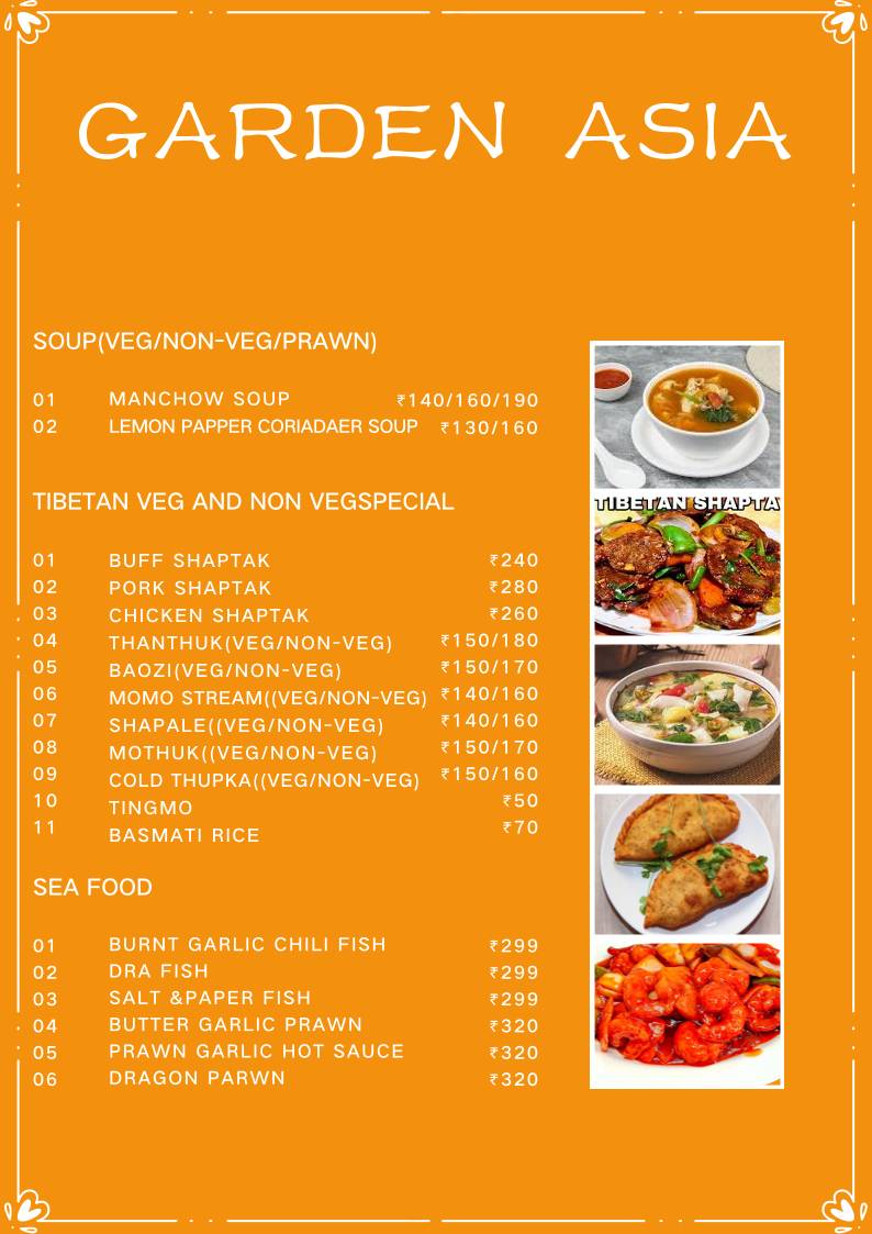 Garden Asia Restaurant menu