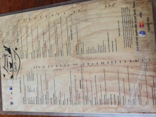 Goa's Ark Restaurant menu
