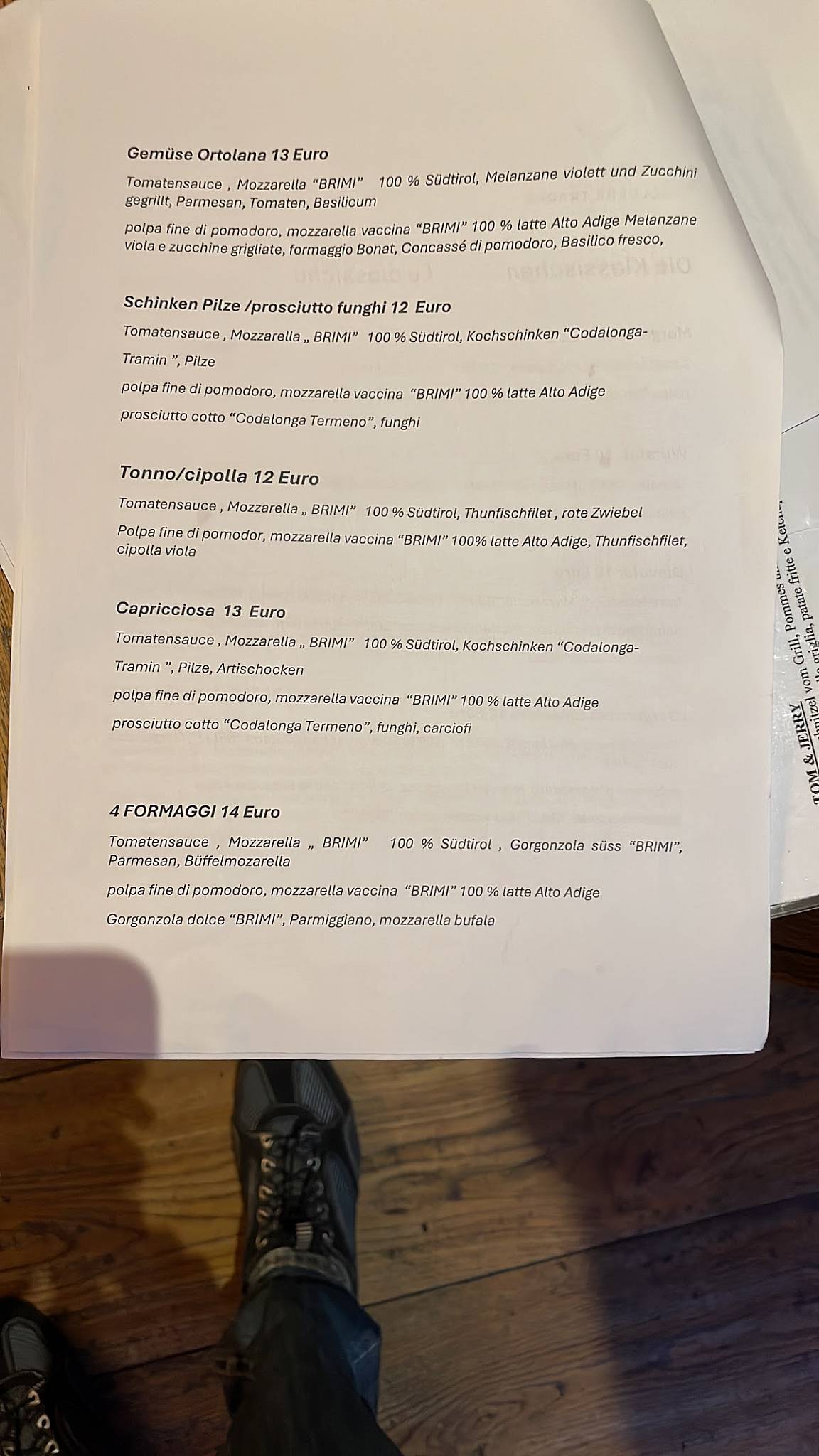 Menu di Goldene Traube Tramin 