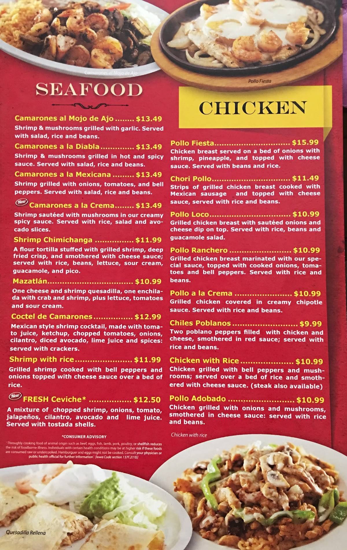 Menu at Guadalajara Mexican Restaurant, Ankeny