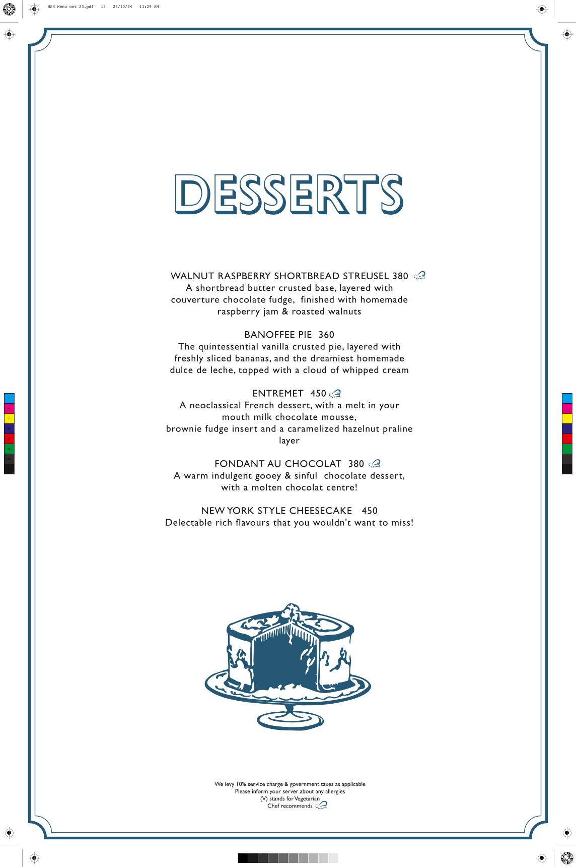 Penthouse at Home Sweet Home menu