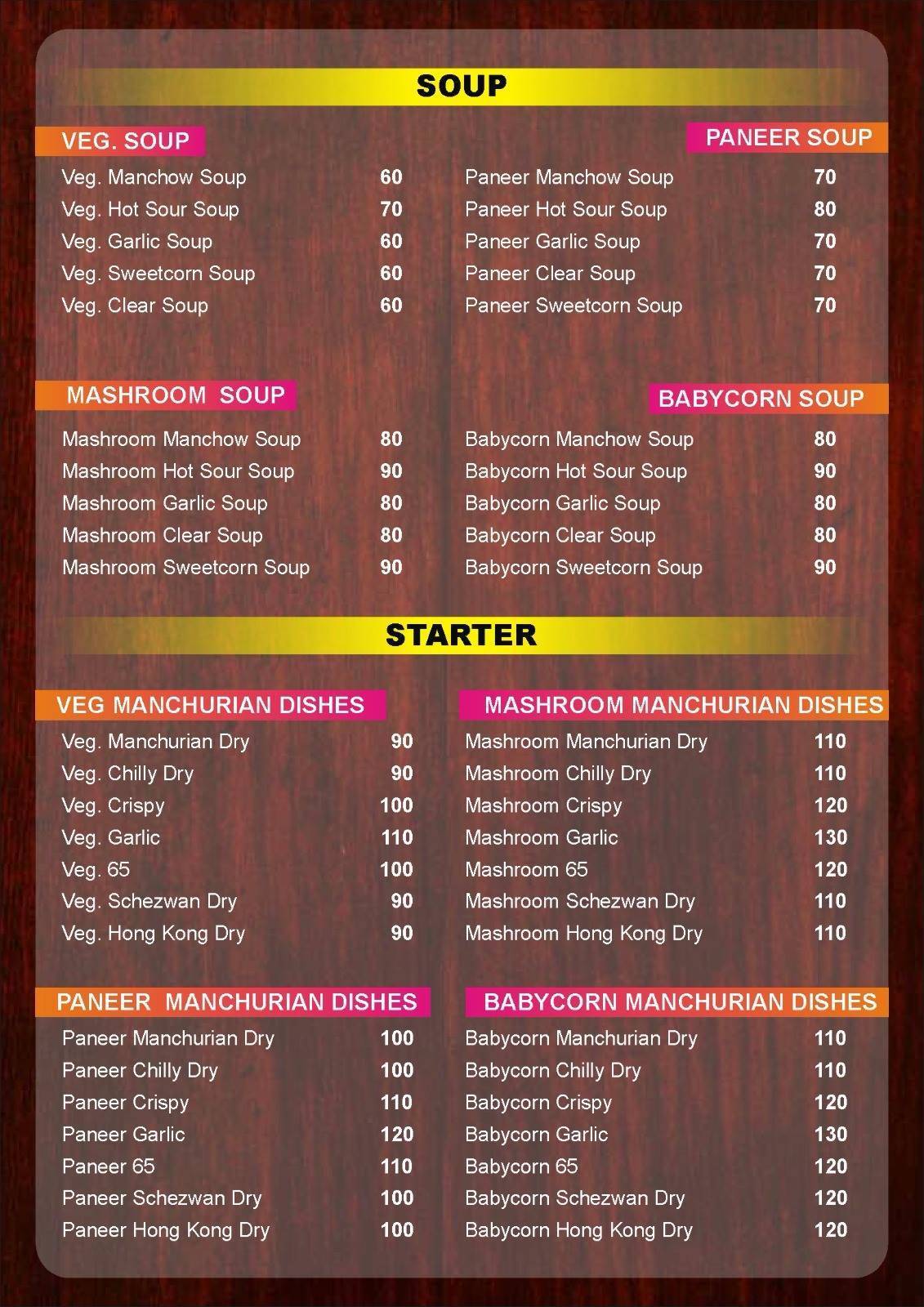 Chai Pani menu
