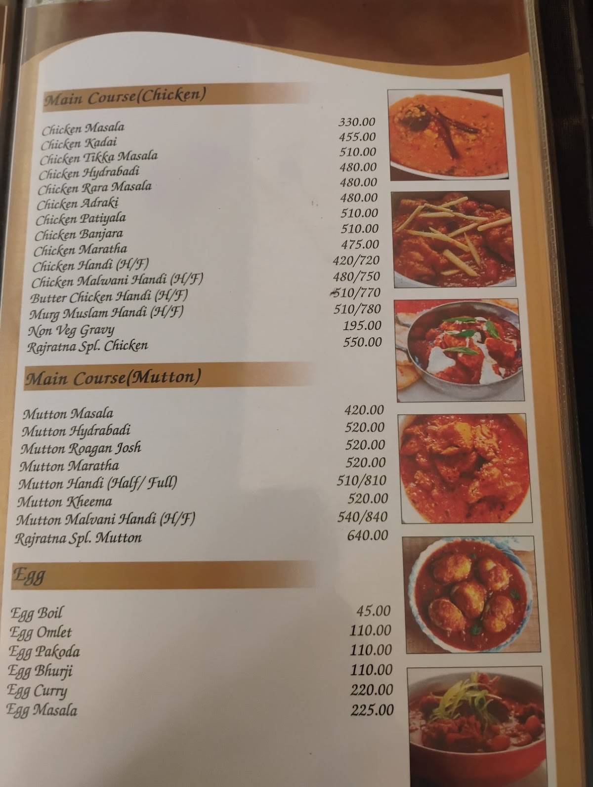 Hotel Rajratna Veg Non-Veg Family Restaurant menu