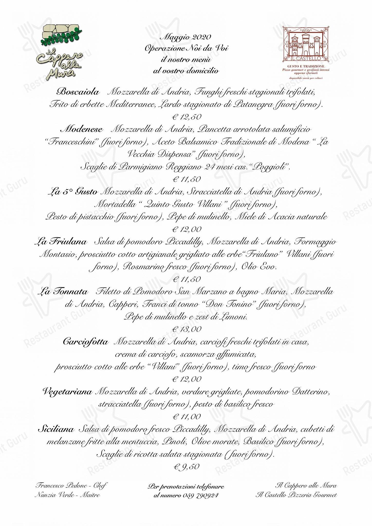 Takeaway Menu per Ristorante Il Castello ristorante