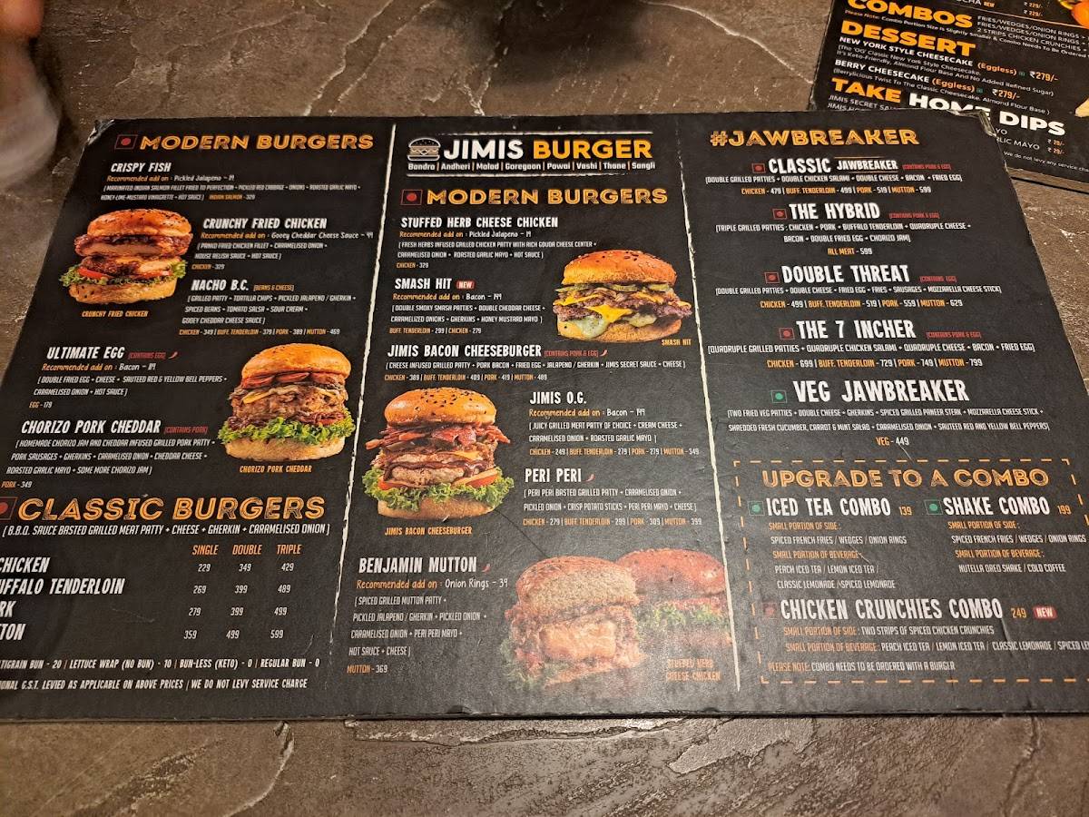 JIMIS BURGER - Andheri menu