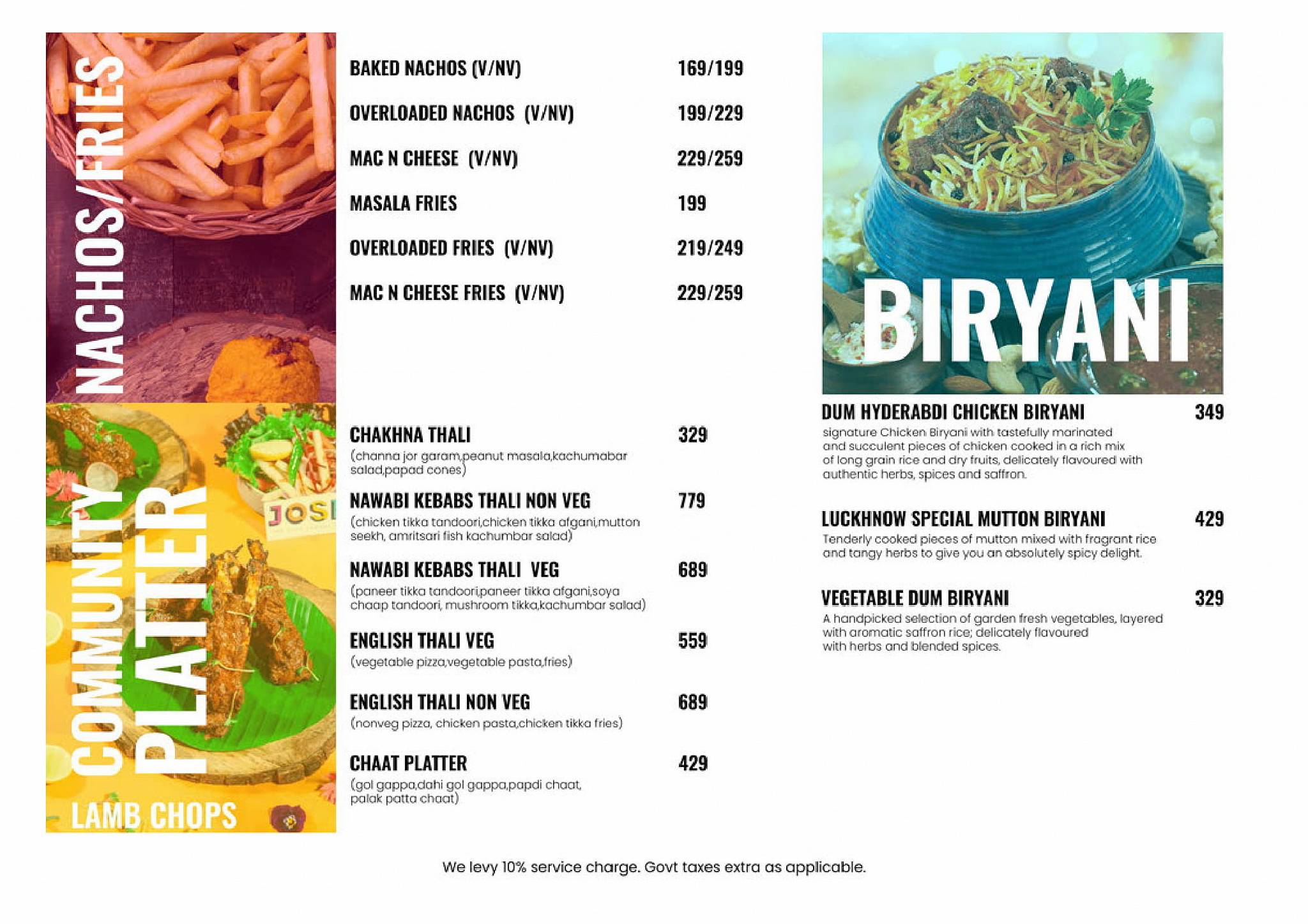 JOSH-THE HIGH ENERGY BAR menu