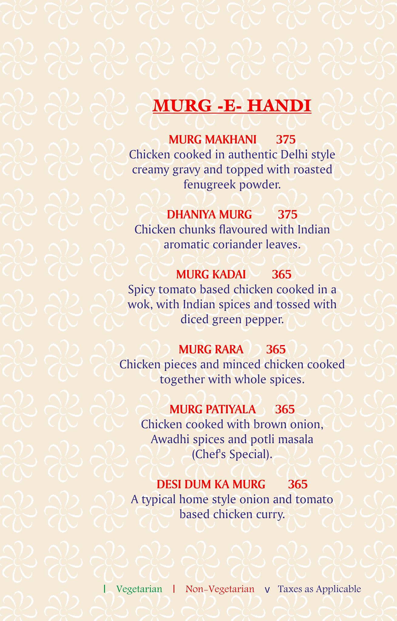 Jalsa menu