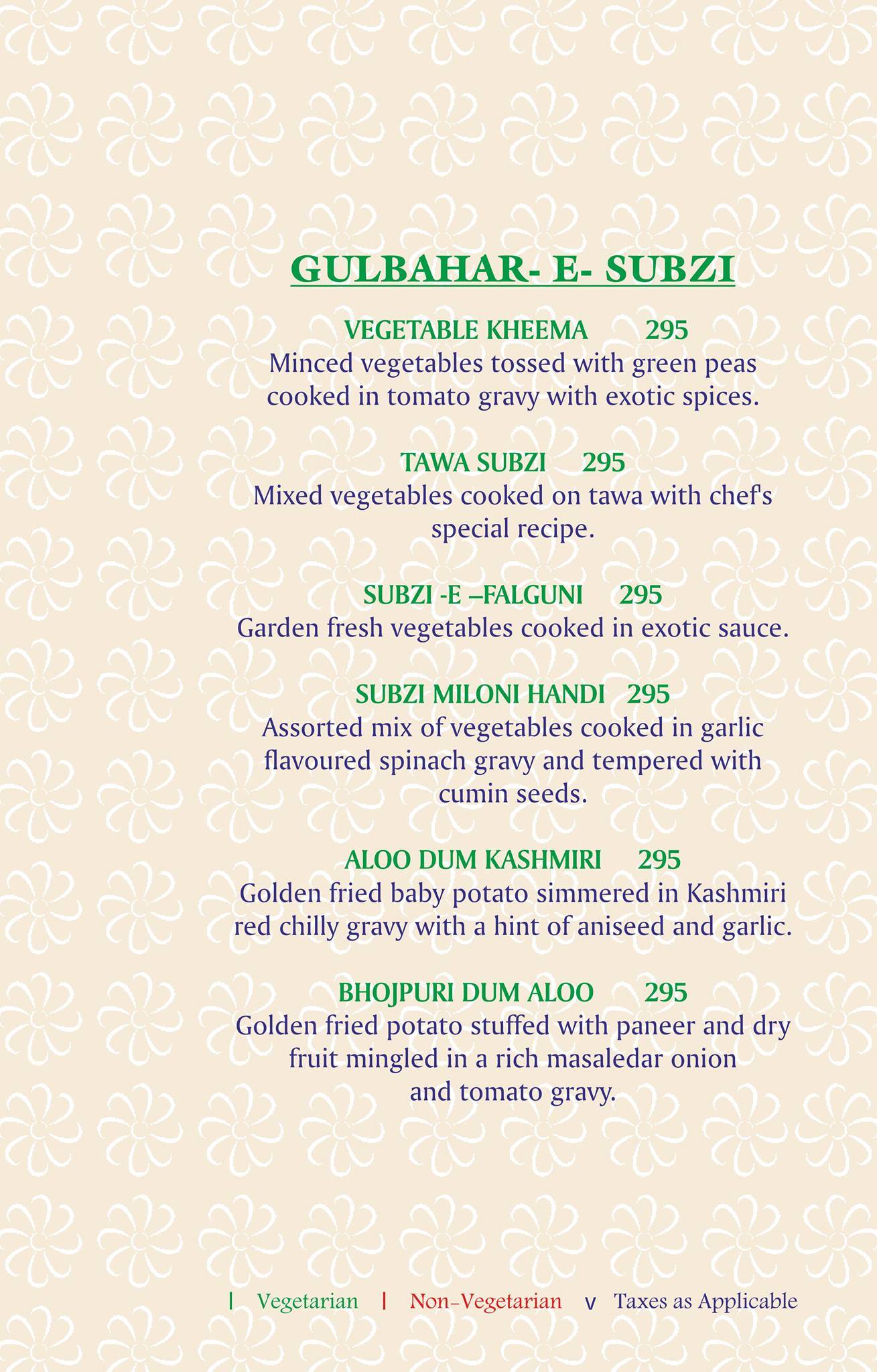 Jalsa menu