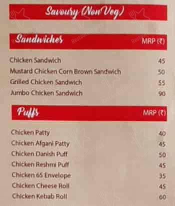 Just Baked menu