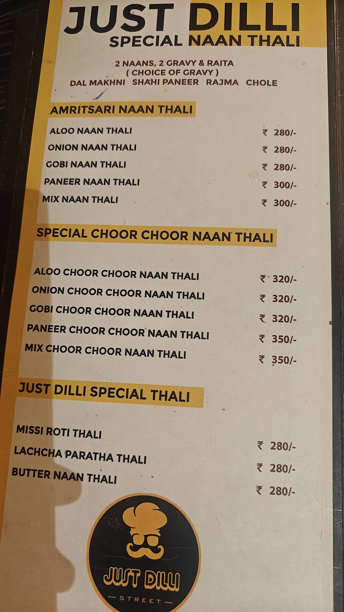 Just Dilli Street mysuru menu