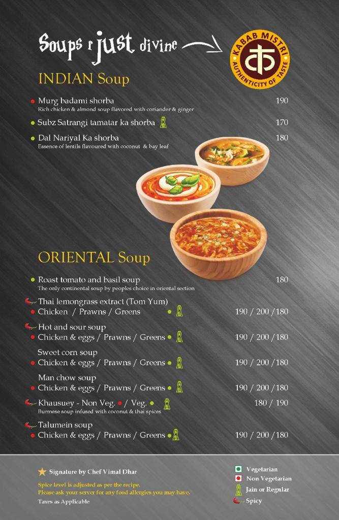 Kabab Mistri menu
