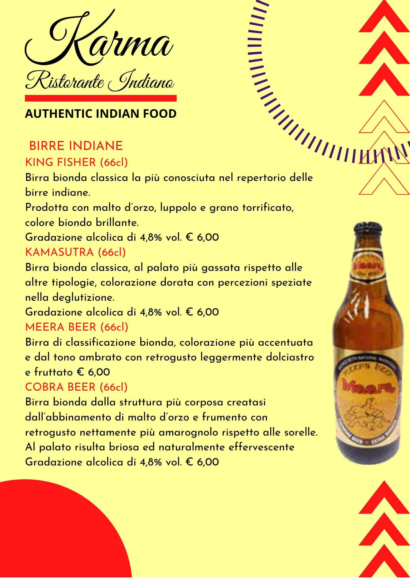 Menu di Karma Ristorante Indiano 