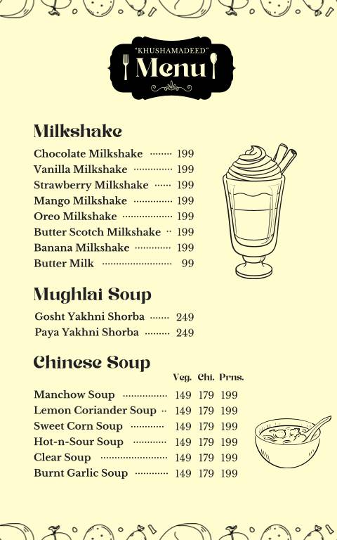 Khushamdeed Restaurant menu