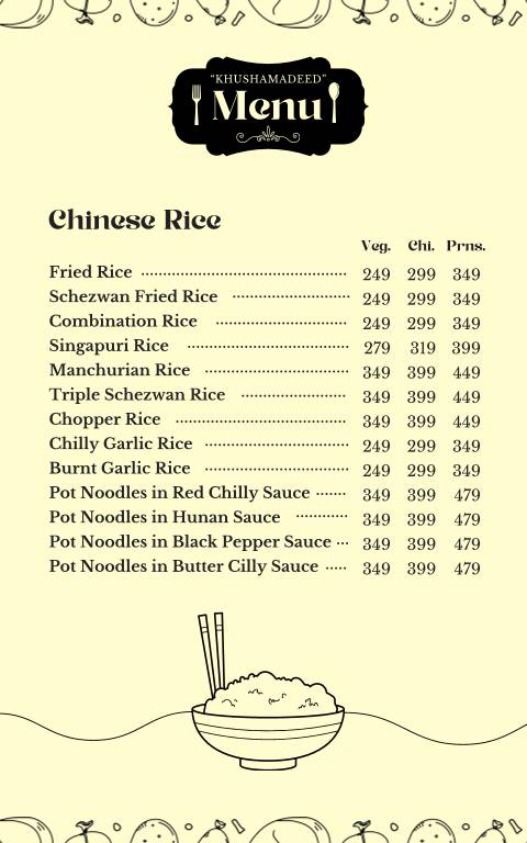 Khushamdeed Restaurant menu