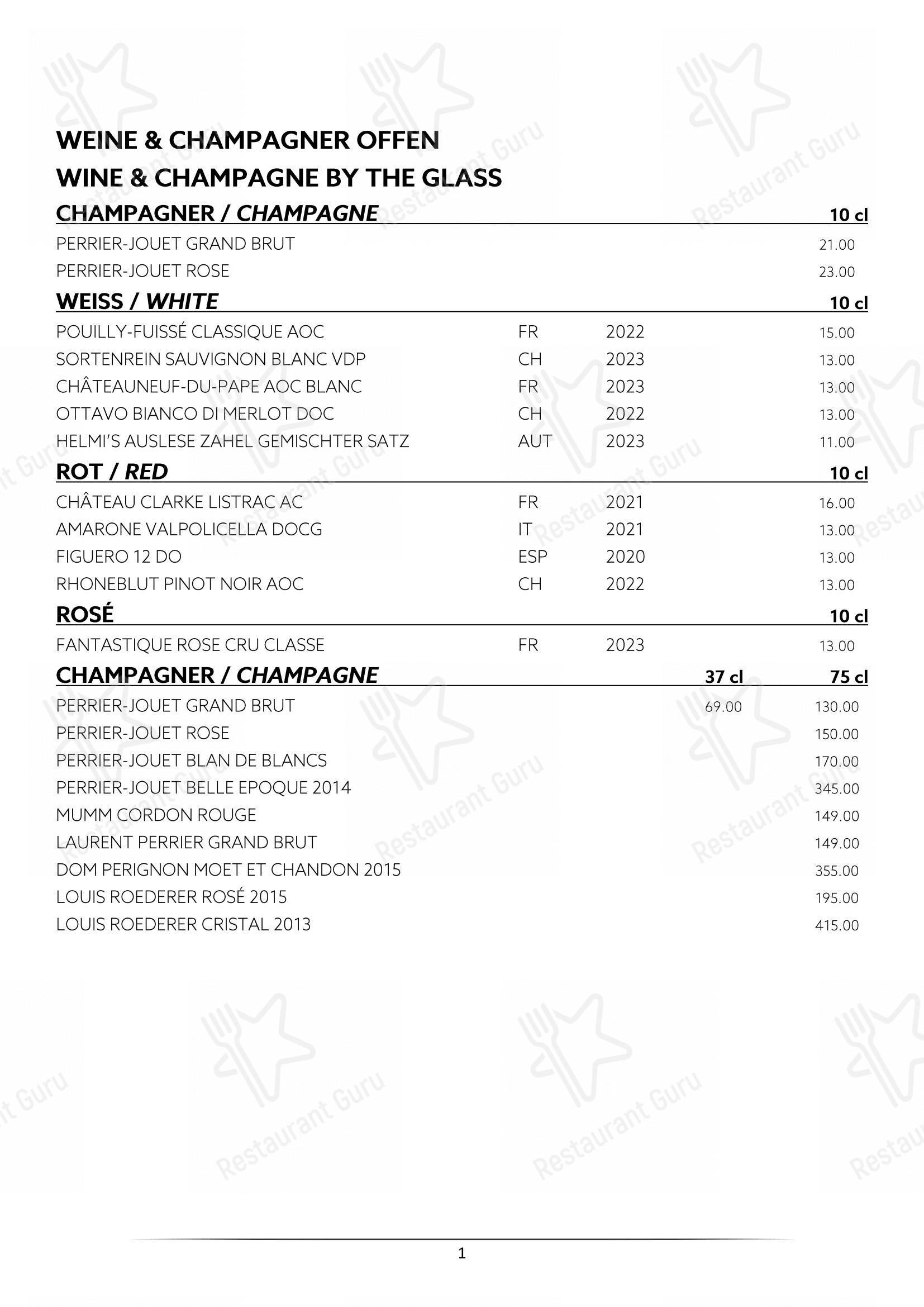 Restaurant La Soupière in Zurigo - Menu bar