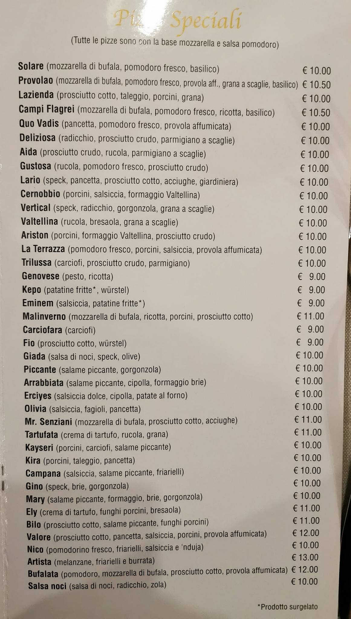 Menu di La Terrazza 