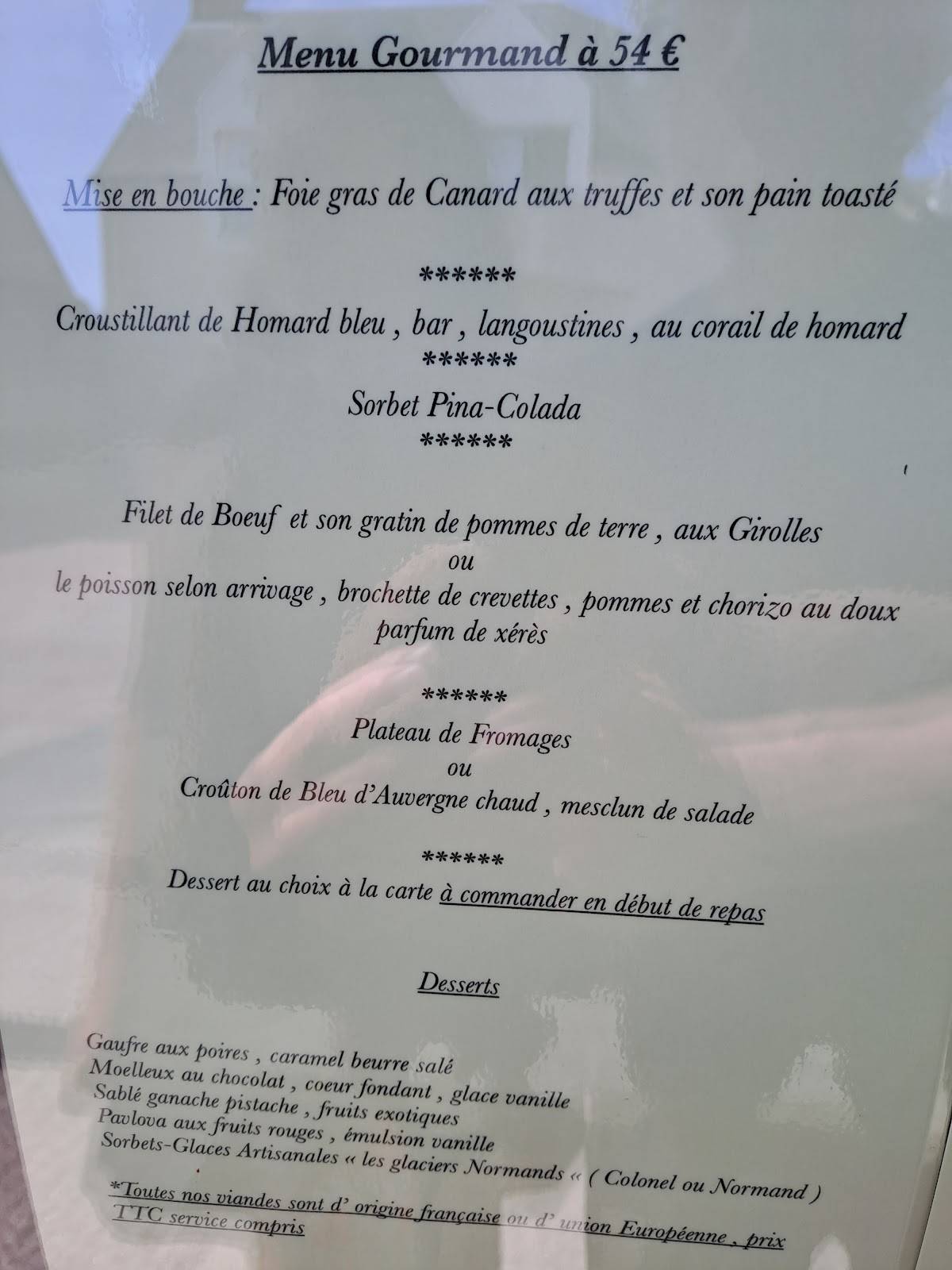 Menu de La sauce y est...