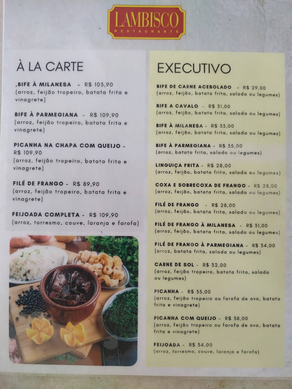 Lambisco cardápio