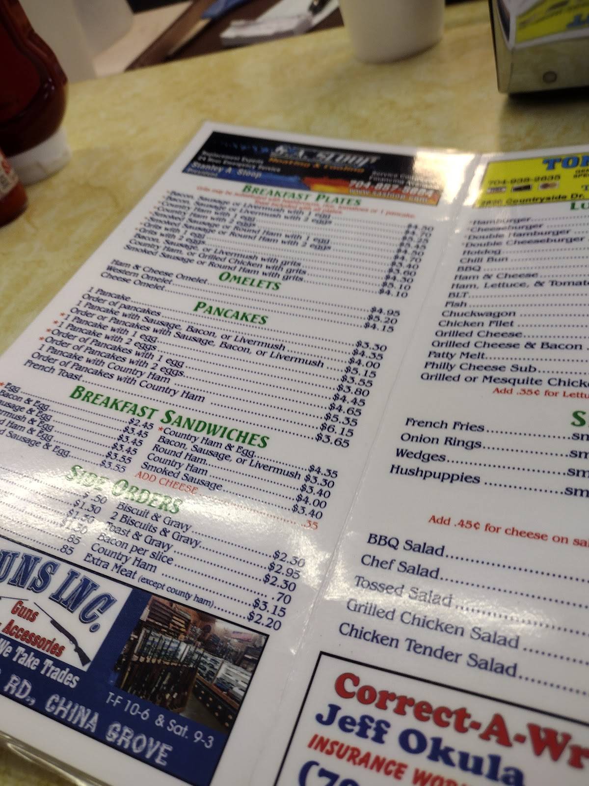 Menu at Lane Street Grill restaurant, Kannapolis