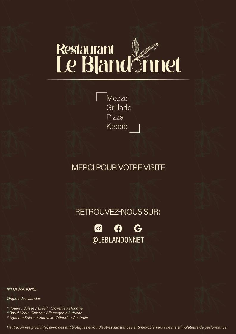 Menu di Restaurant Le Blandonnet 