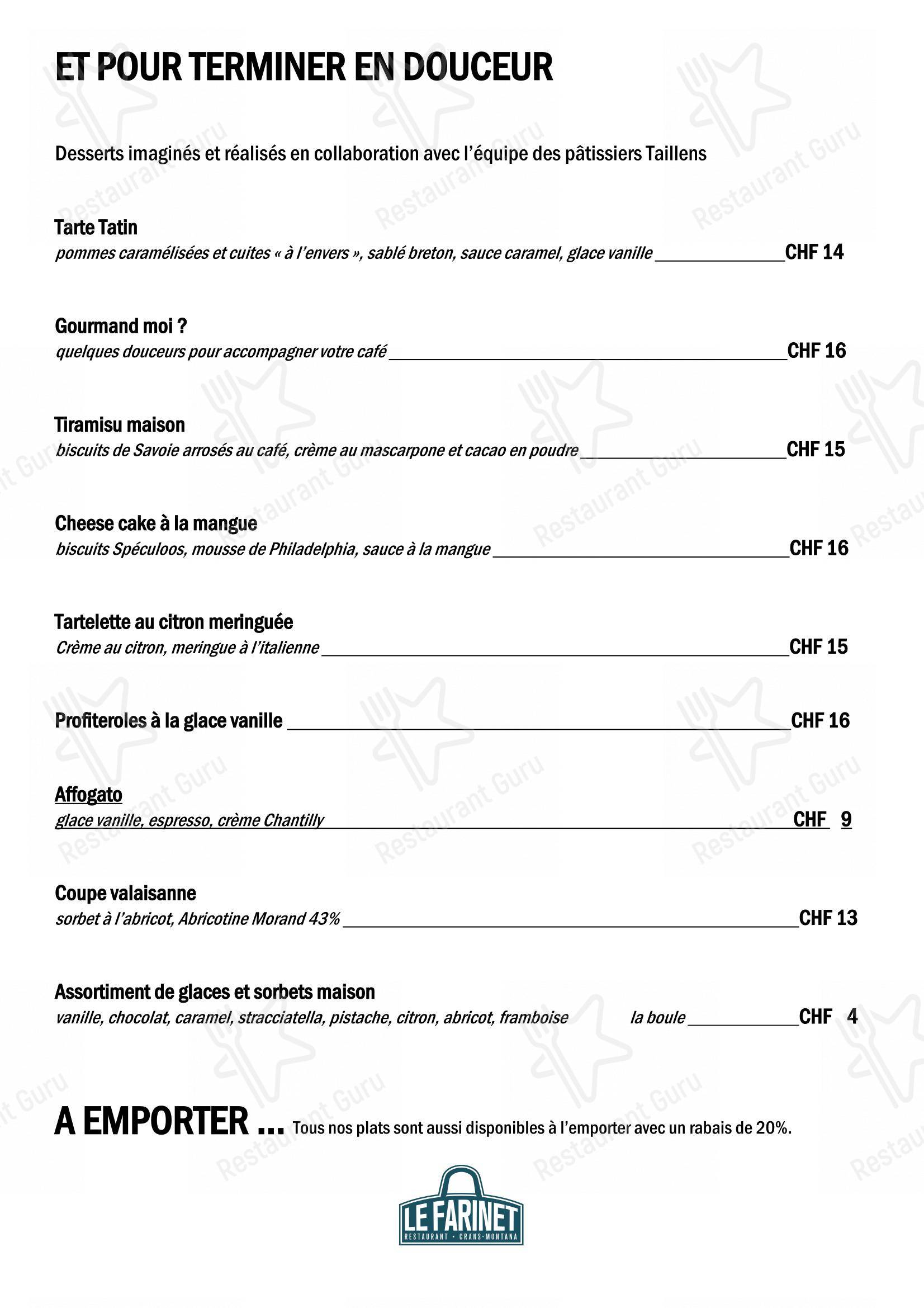 Menu di Restaurant Le Farinet - 菜单