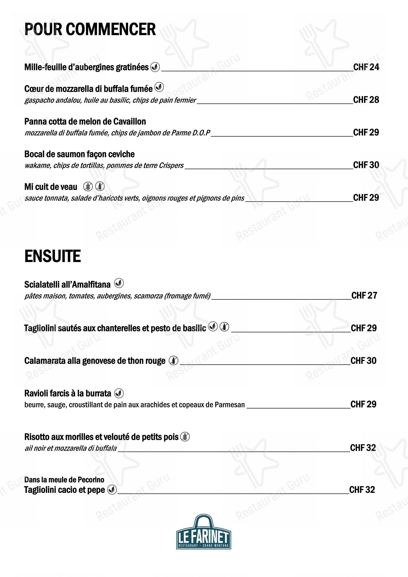 Menu di Restaurant Le Farinet - 菜单
