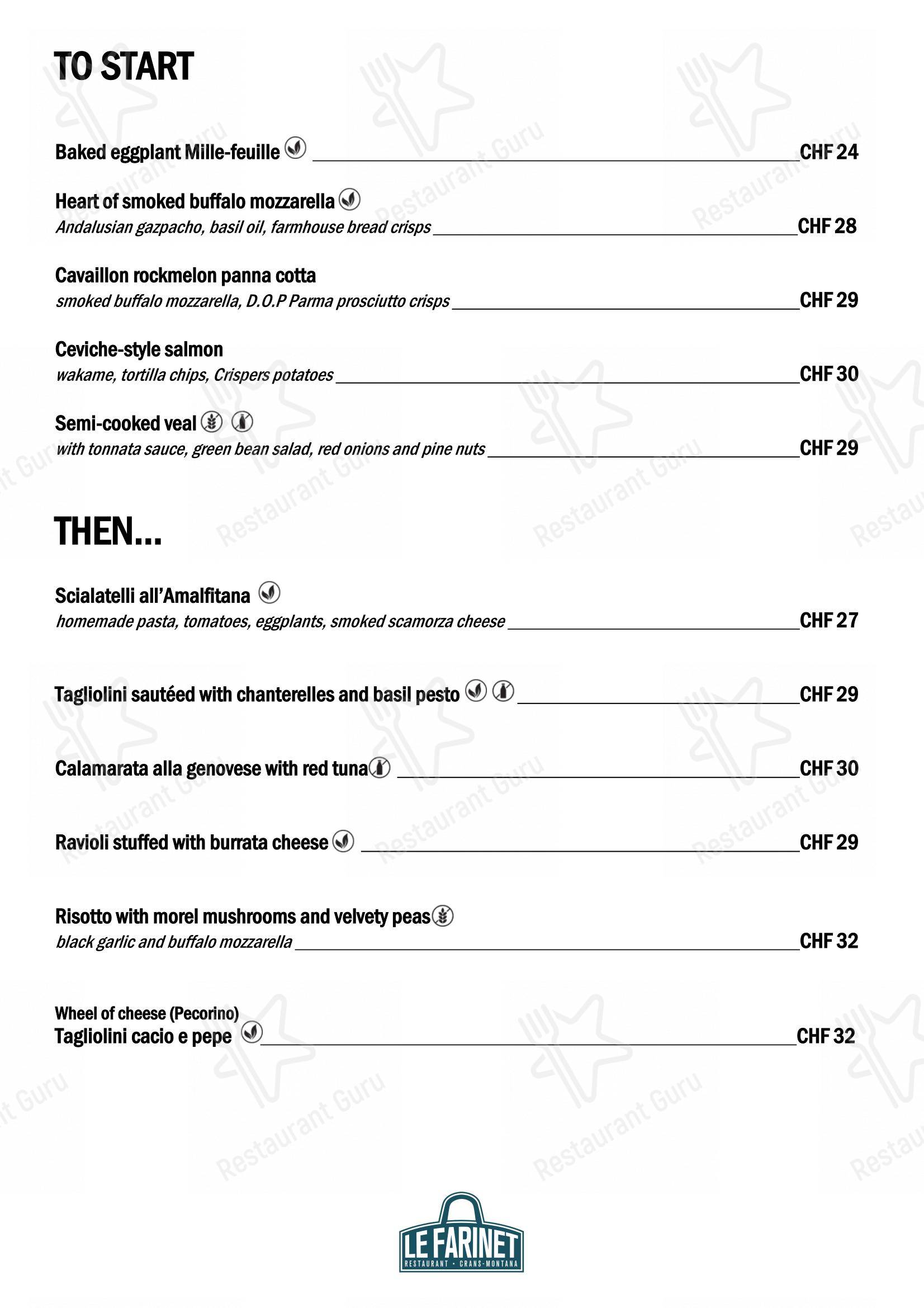 Restaurant Le Farinet in Montana - Крафт меню
