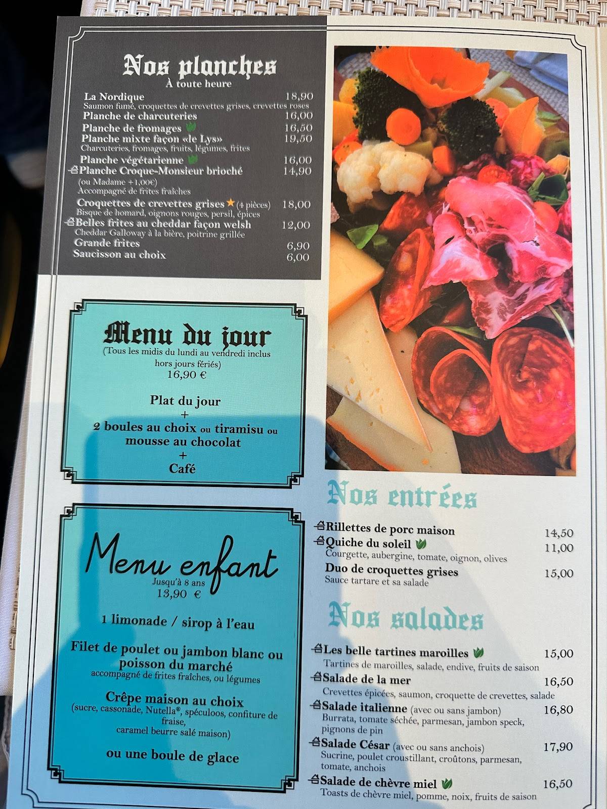 Menu de Le Lys