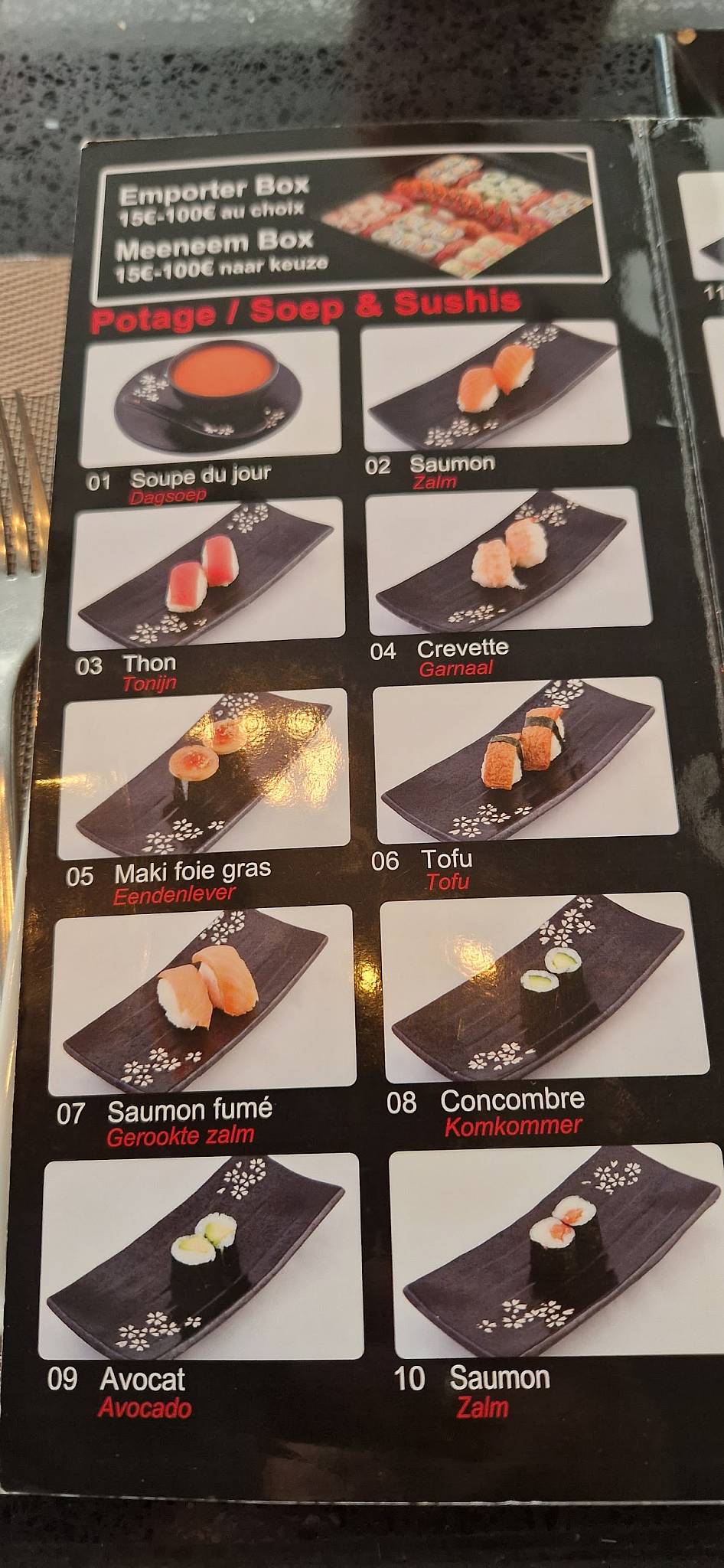 Menu de Le Sumo