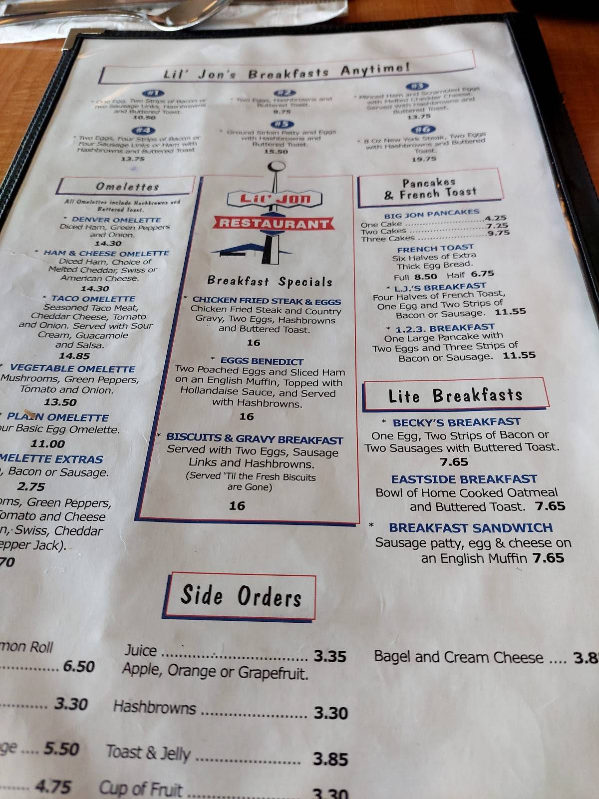 Menu at Lil' Jon Restaurant & Lounge, Bellevue