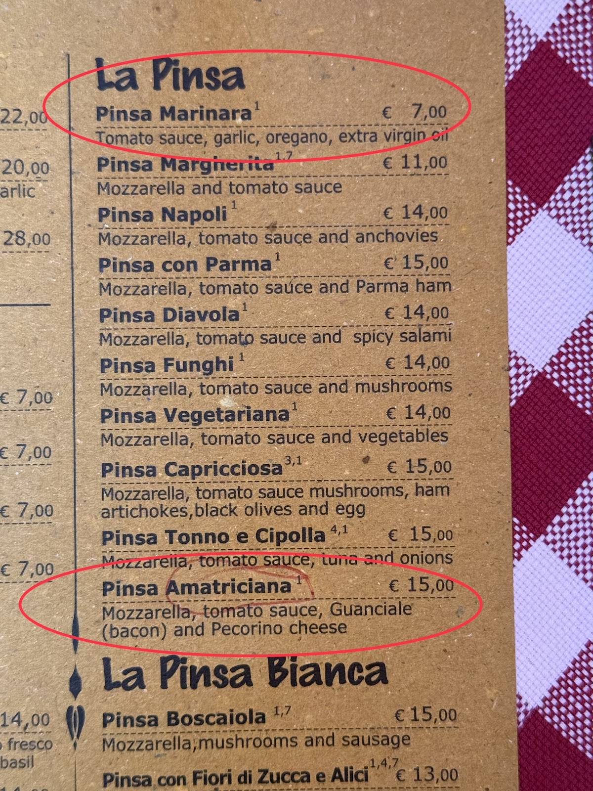Menu di Mastrociccia - Osteria Pizzeria 