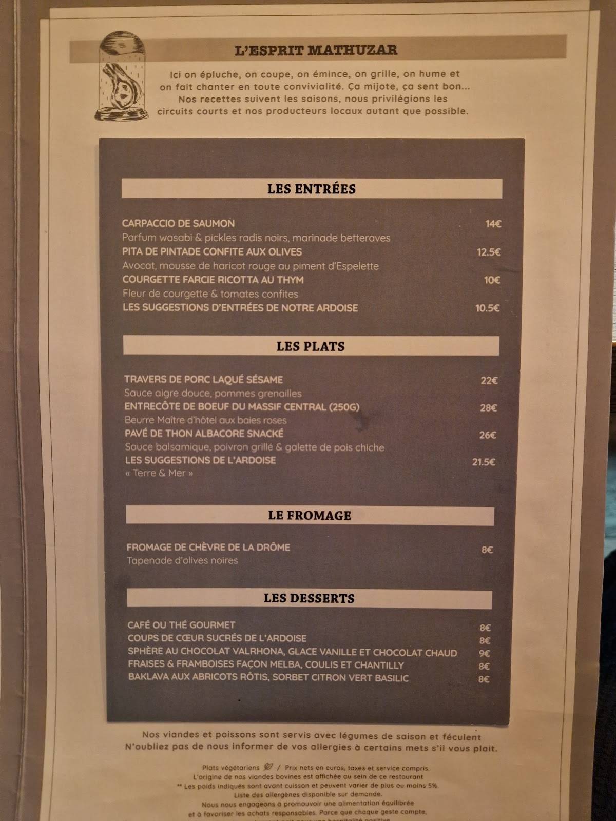 Menu de MATHUZAR