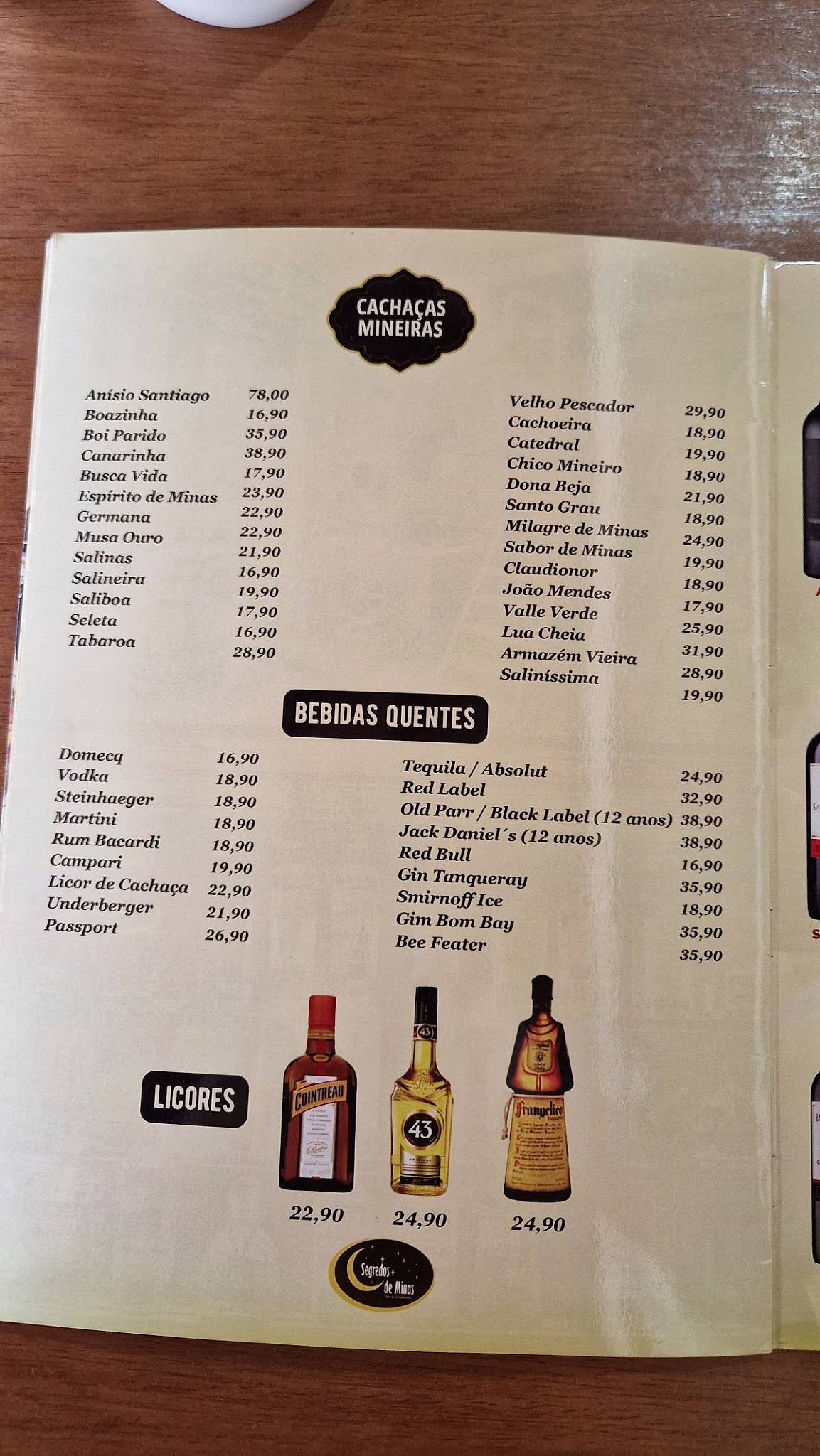 Restaurante Segredos de Minas - Bela Cintra cardápio