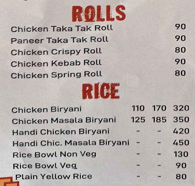 Nazeer Foods menu