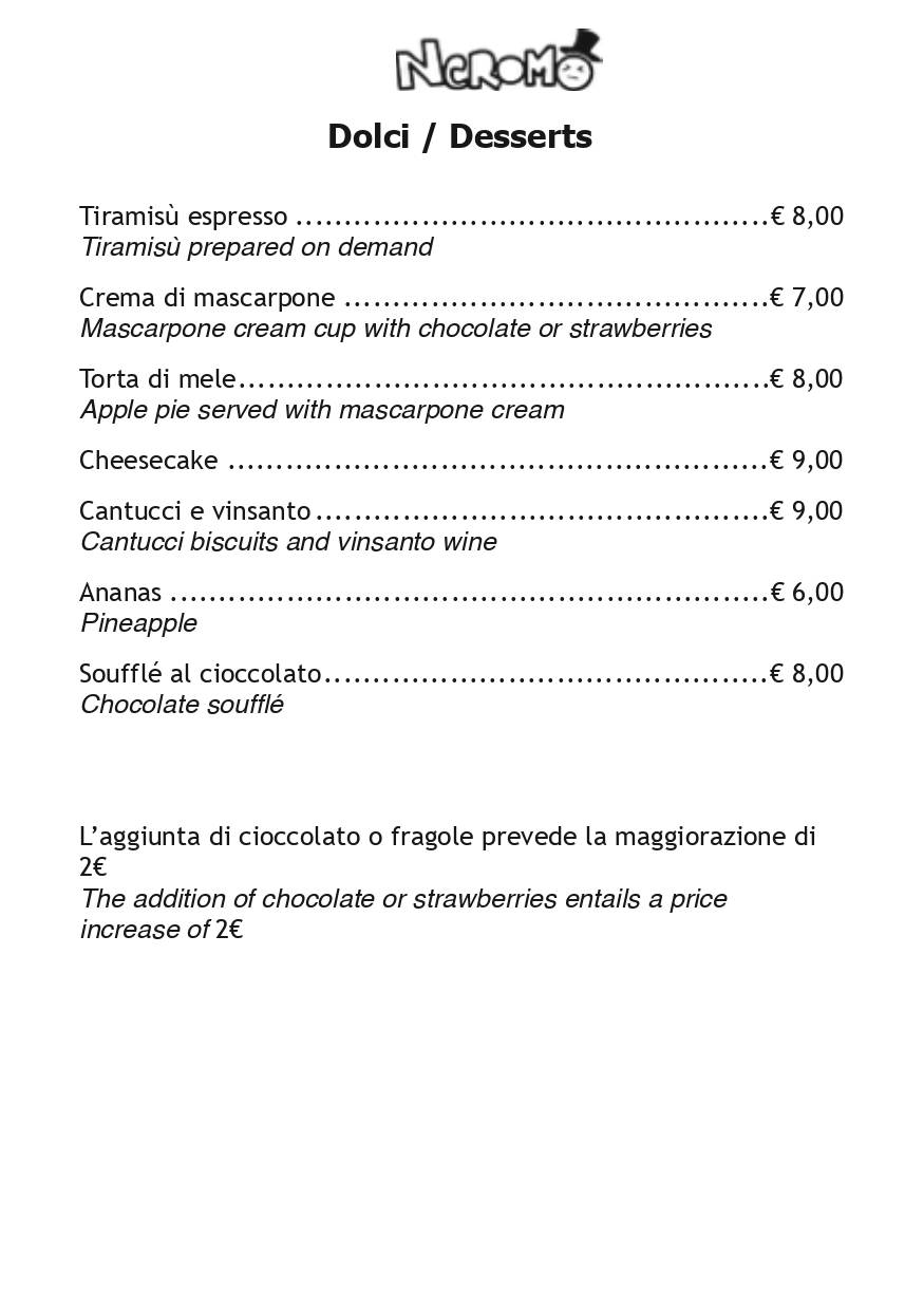 Menu di Neromo 
