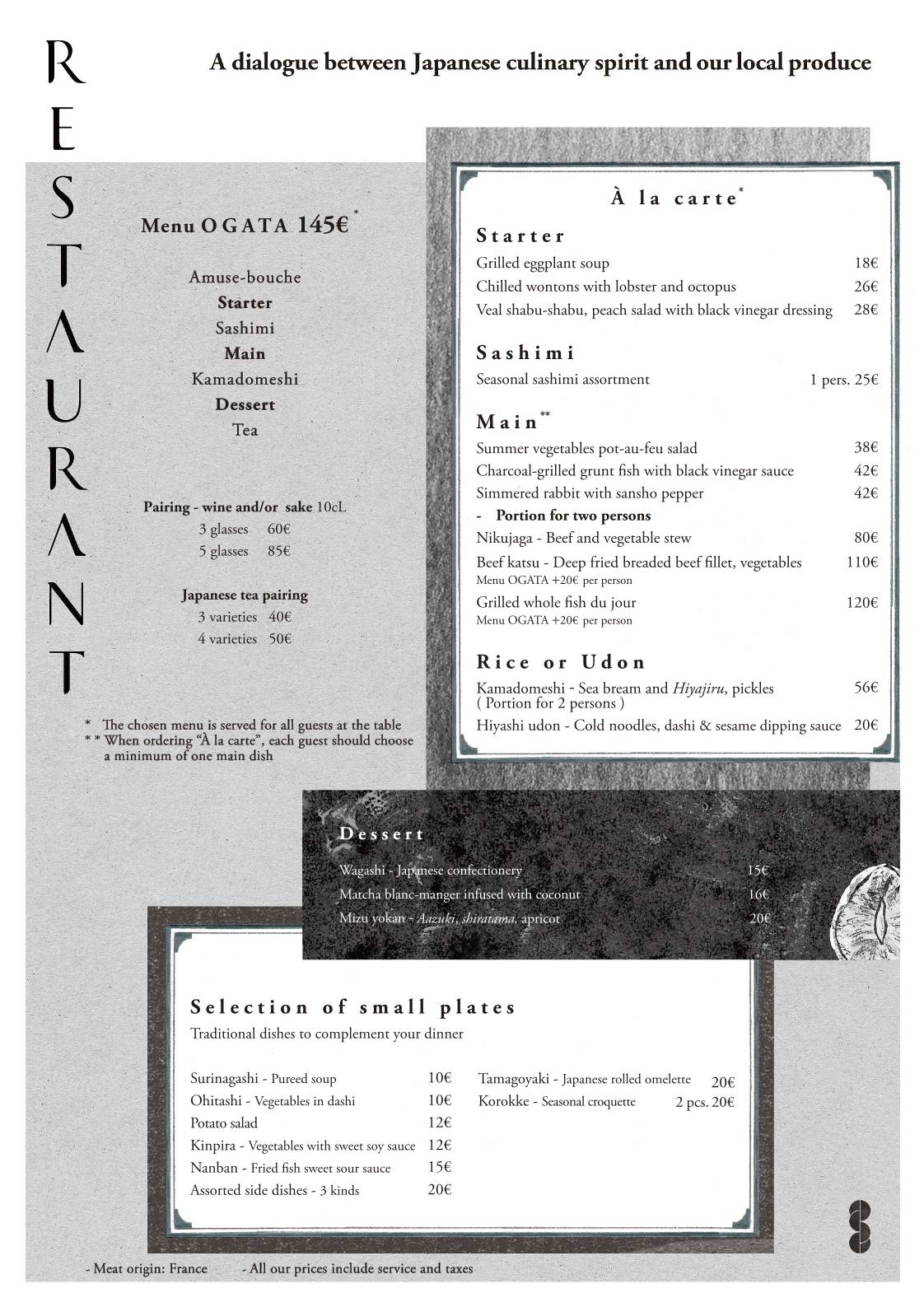 Menu de OGATA Paris