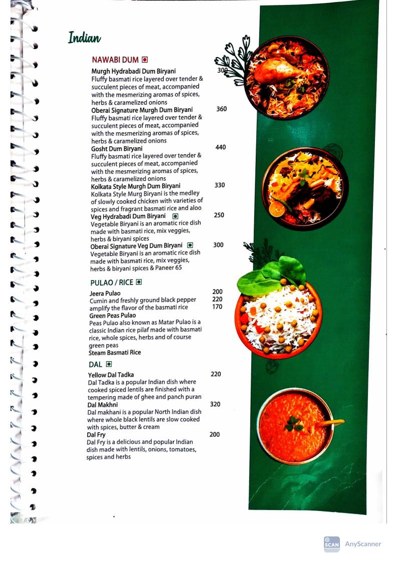 Oberai Bakers & Cafe menu