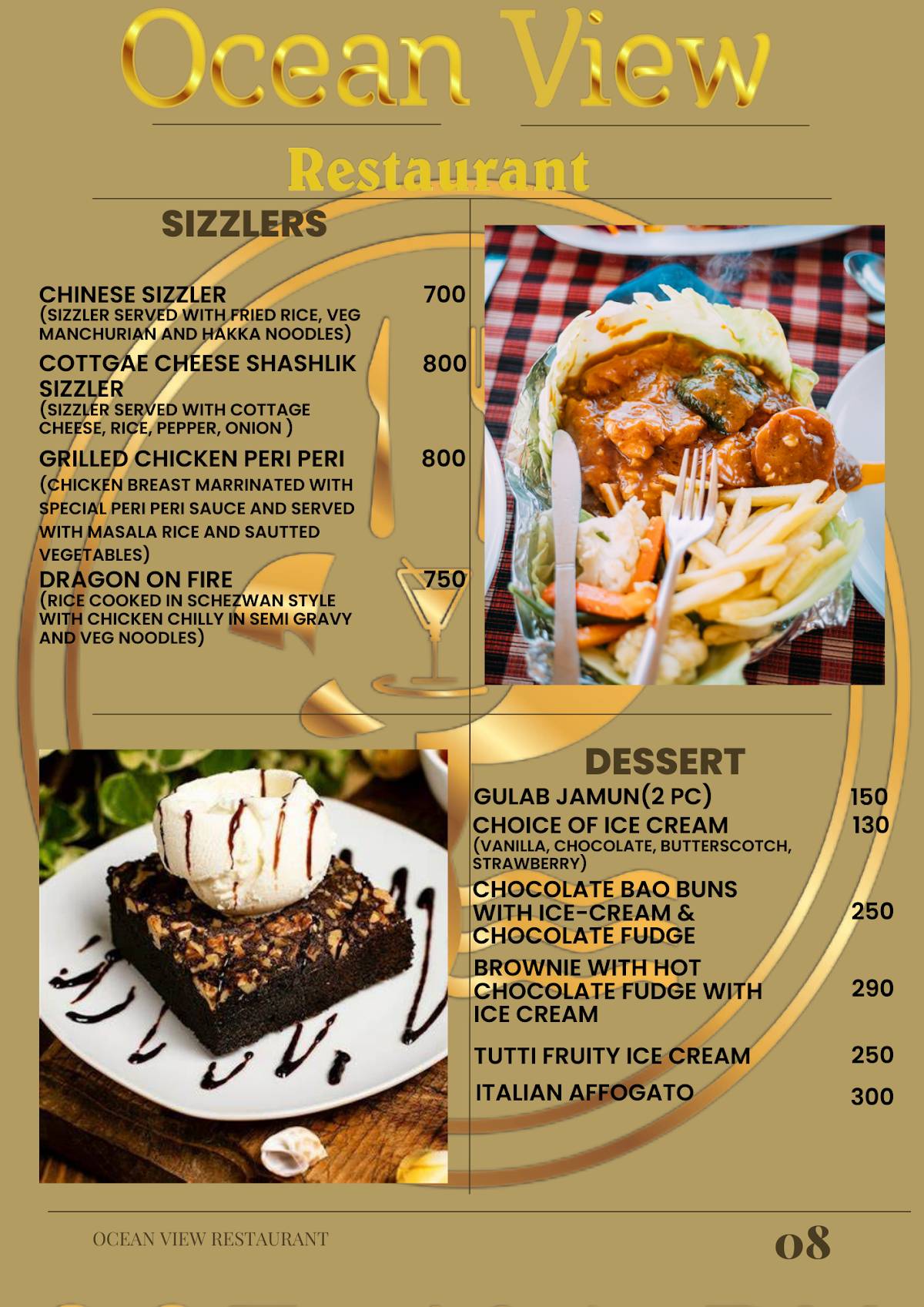 Ocean View Restaurant, Cafe and Party Hall- A Venture of J.P. Hospitality and Services menu