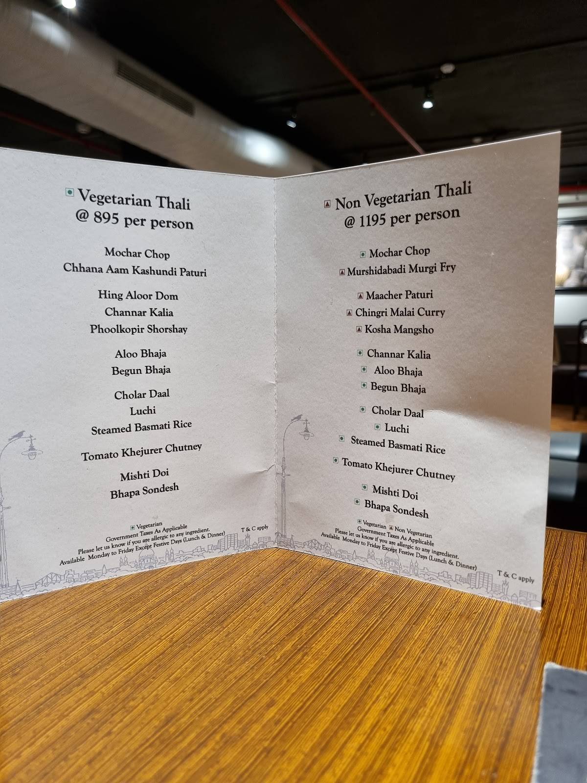 Oh! Calcutta Hyderabad menu
