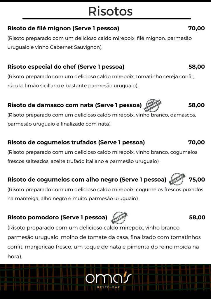 Omas Restô Bar cardápio