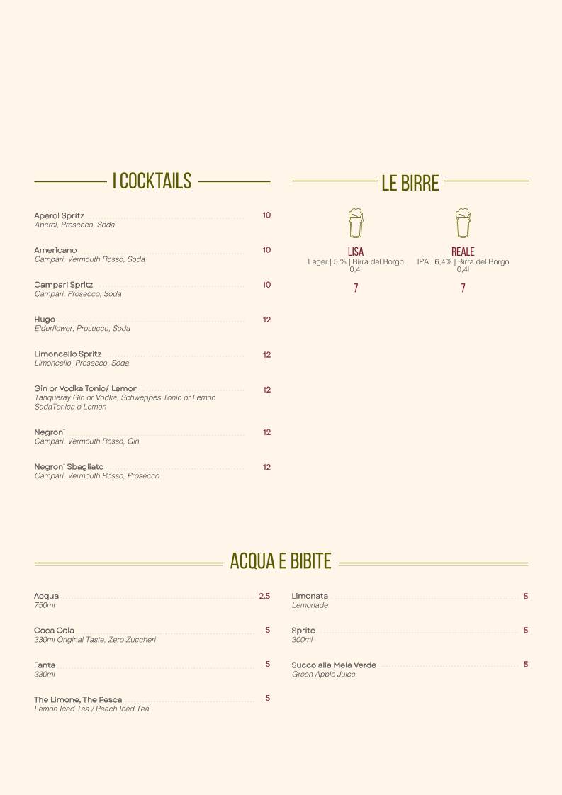 Menu di Osteria Oliva 