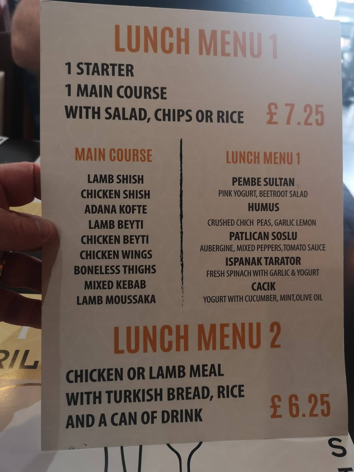 Menu at Ottoman Grill & Bar, Chorley