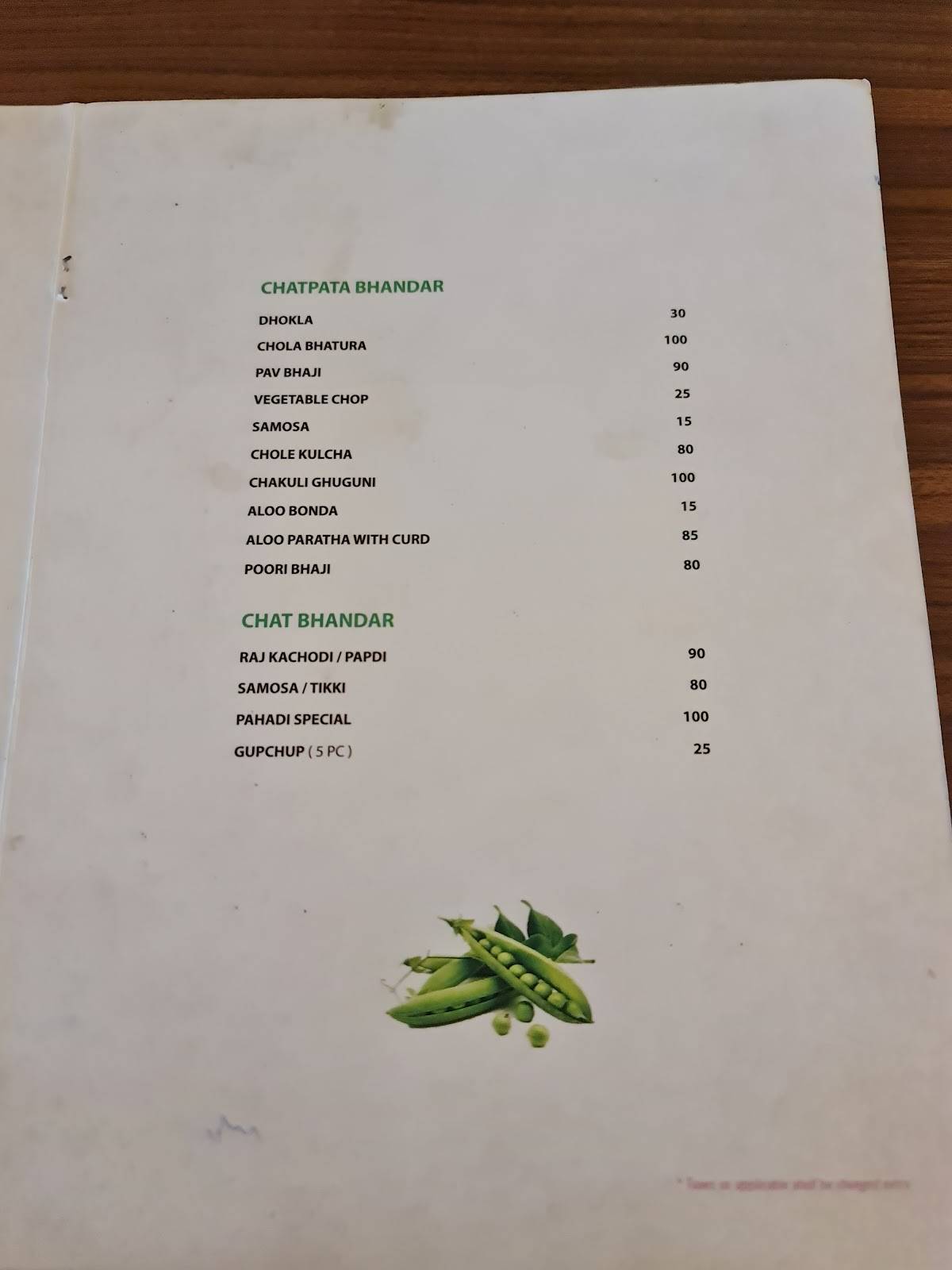 Pahadi Restaurant menu
