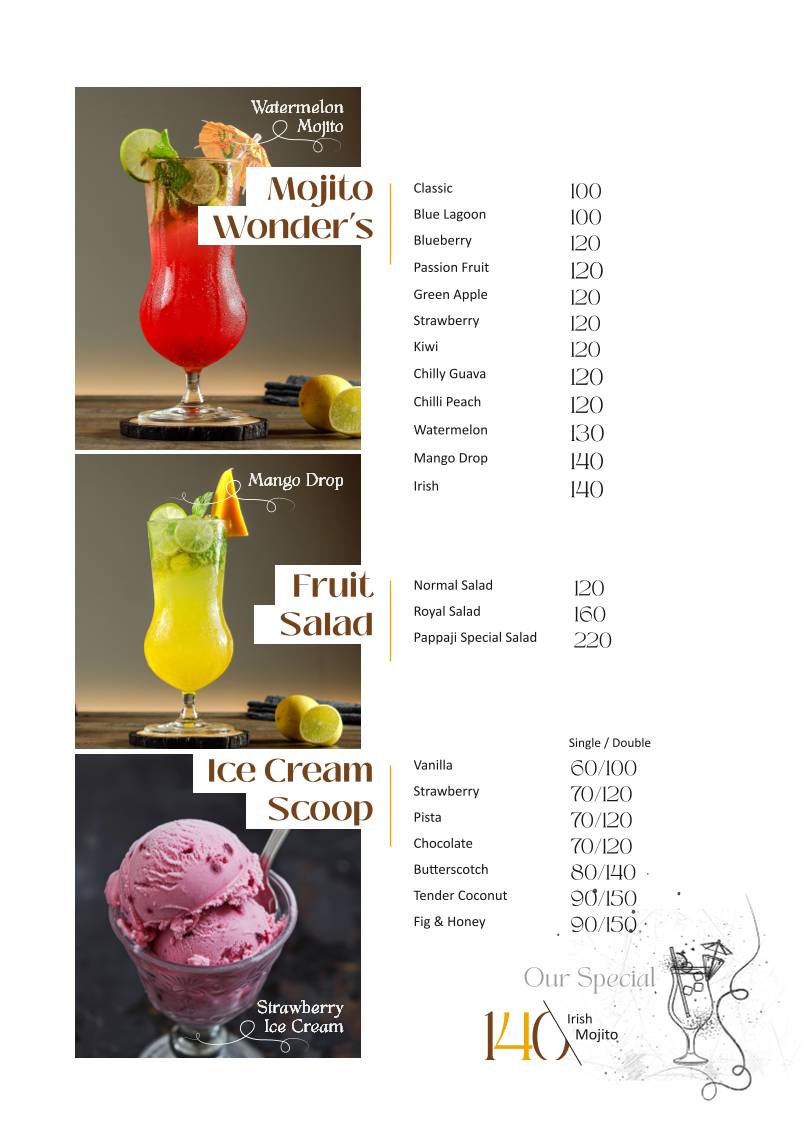 Pappaji Restaurant menu
