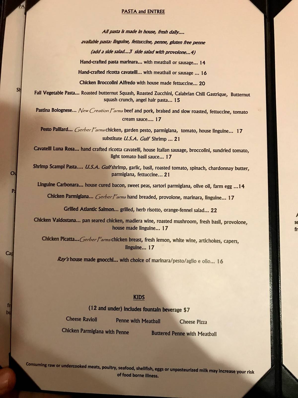 Menu at Pastina Rustic Italian Restaurant, Mentor