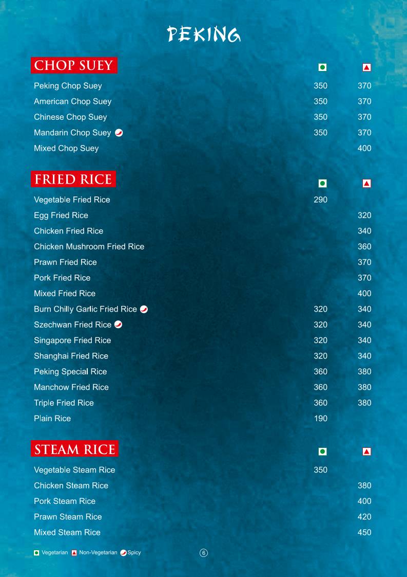 Peking Chinese Restaurant menu