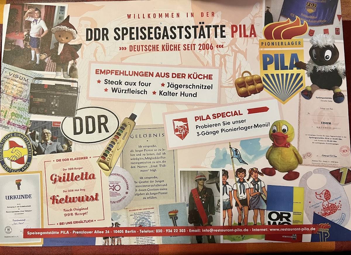DDR Speisegaststätte Pionierlager Speisekarte