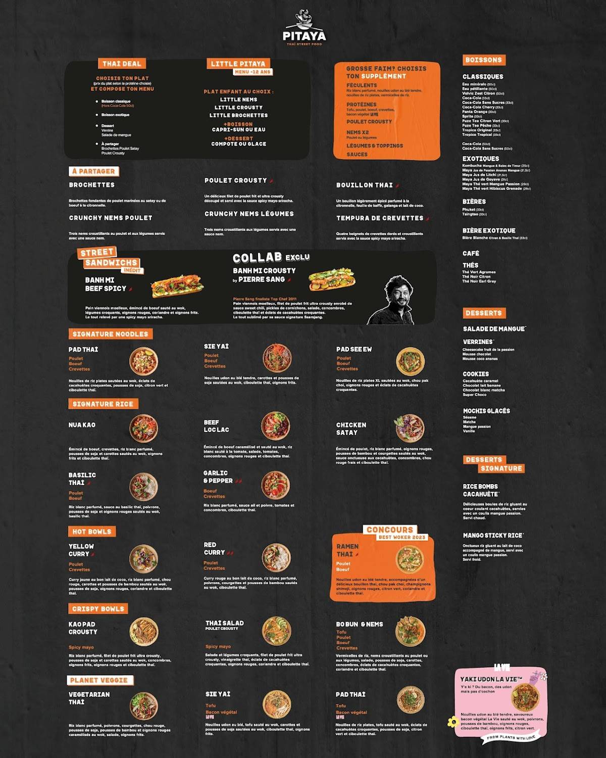 Menu de Pitaya Thaï Street Food